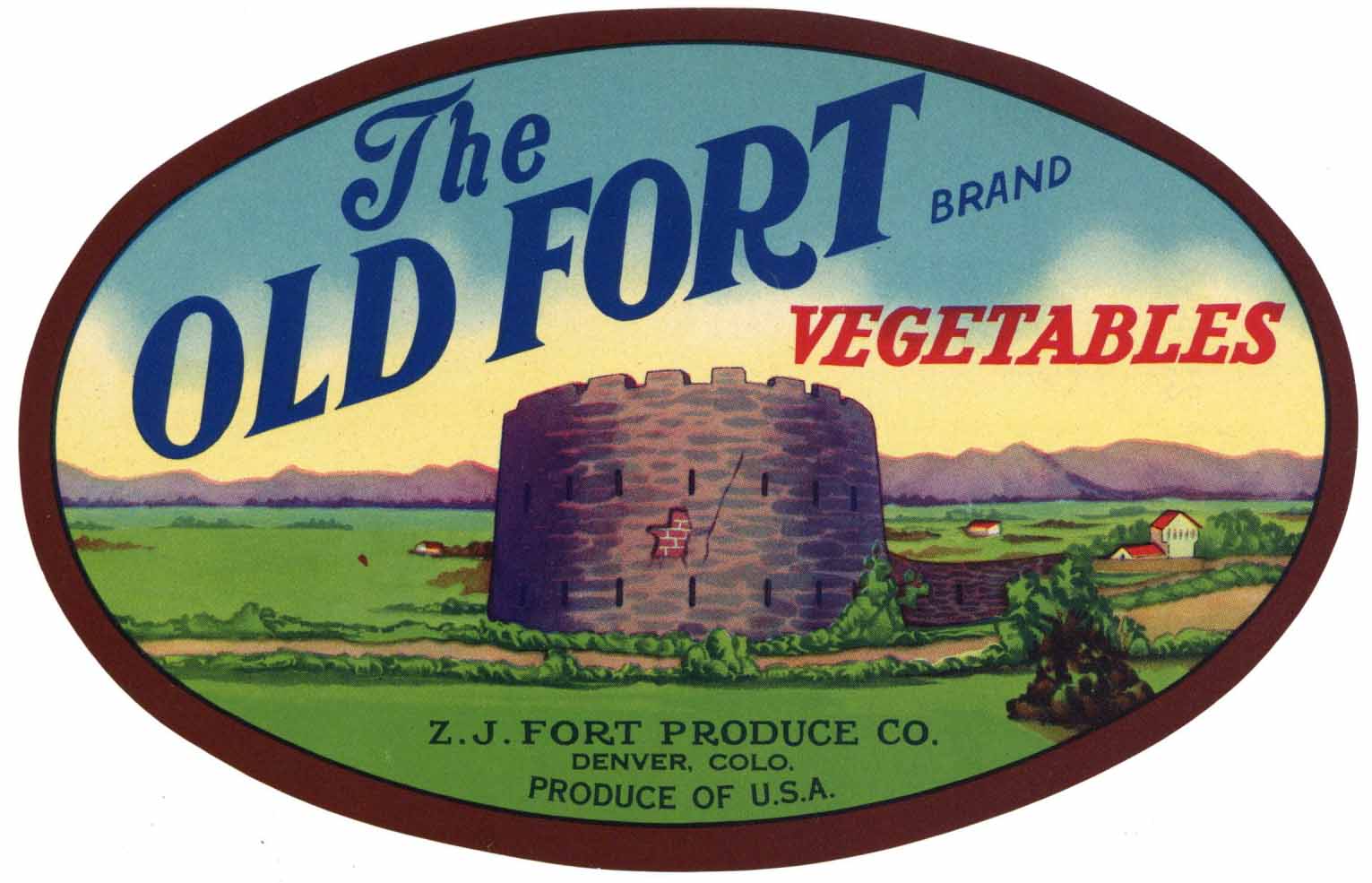 The Old Fort Brand Vintage Denver Colorado Vegetable Crate Label