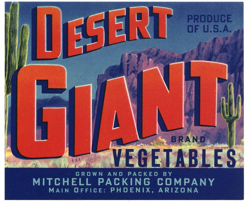 Desert Giant Brand Vintage Phoenix Arizona Vegetable Crate Label