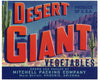 Desert Giant Brand Vintage Phoenix Arizona Vegetable Crate Label