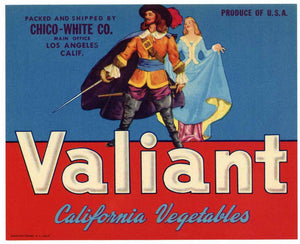 Valiant Brand Vintage Los Angeles California Vegetable Crate Label, square