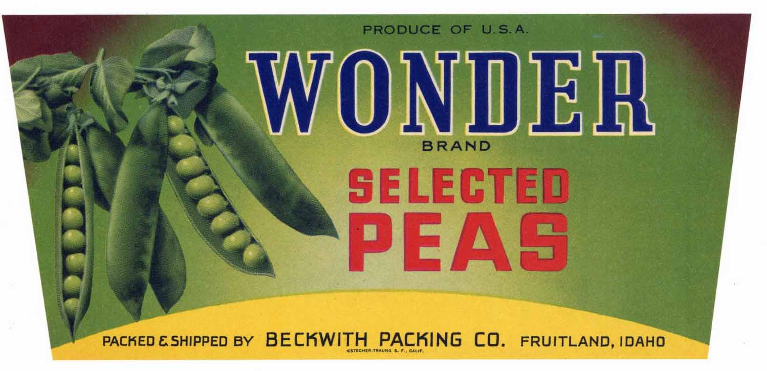 Wonder Brand Vintage Fruitland Idaho Vegetable Crate Label