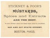 Victorian Trade Card, Stickney & Poor's Mustards