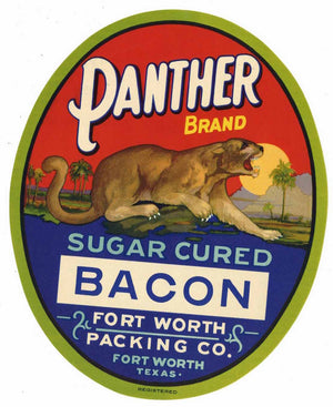 Panther Brand Vintage Bacon Can Label