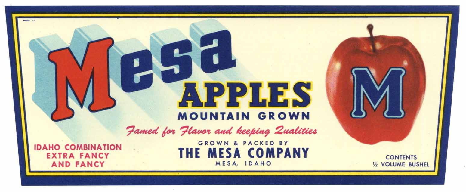 Mesa M Brand Vintage Mesa Idaho Apple Crate Label