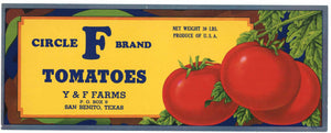 Circle F Brand Vintage San Benito Texas Tomato Crate Label