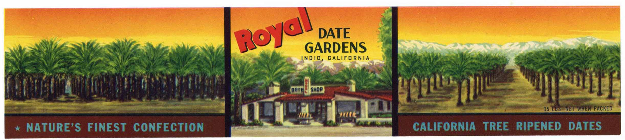 Royal Date Gardens Brand Vintage Indio California Date Crate Label