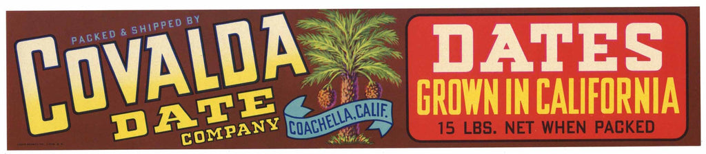 Covalda Brand Vintage Coachella California Date Crate Label