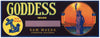 Goddess Brand Vintage Livingston California Fruit Crate Label