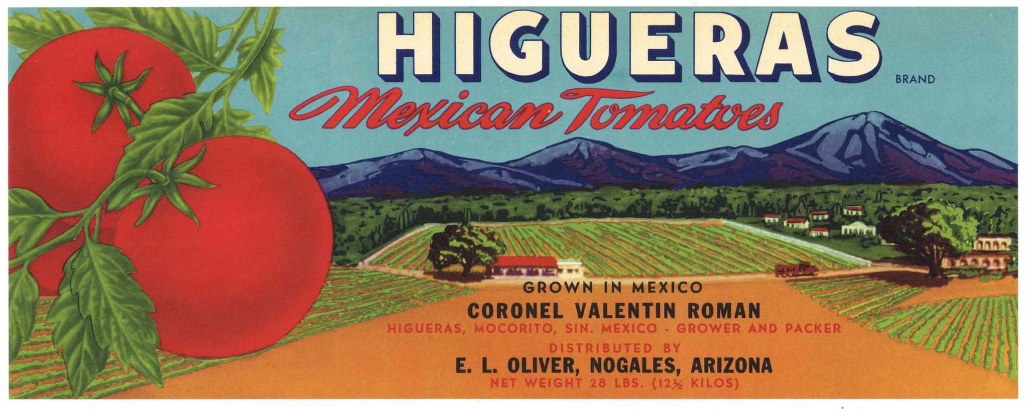 Higueras Brand Vintage Nogales Arizona Tomato Crate Label