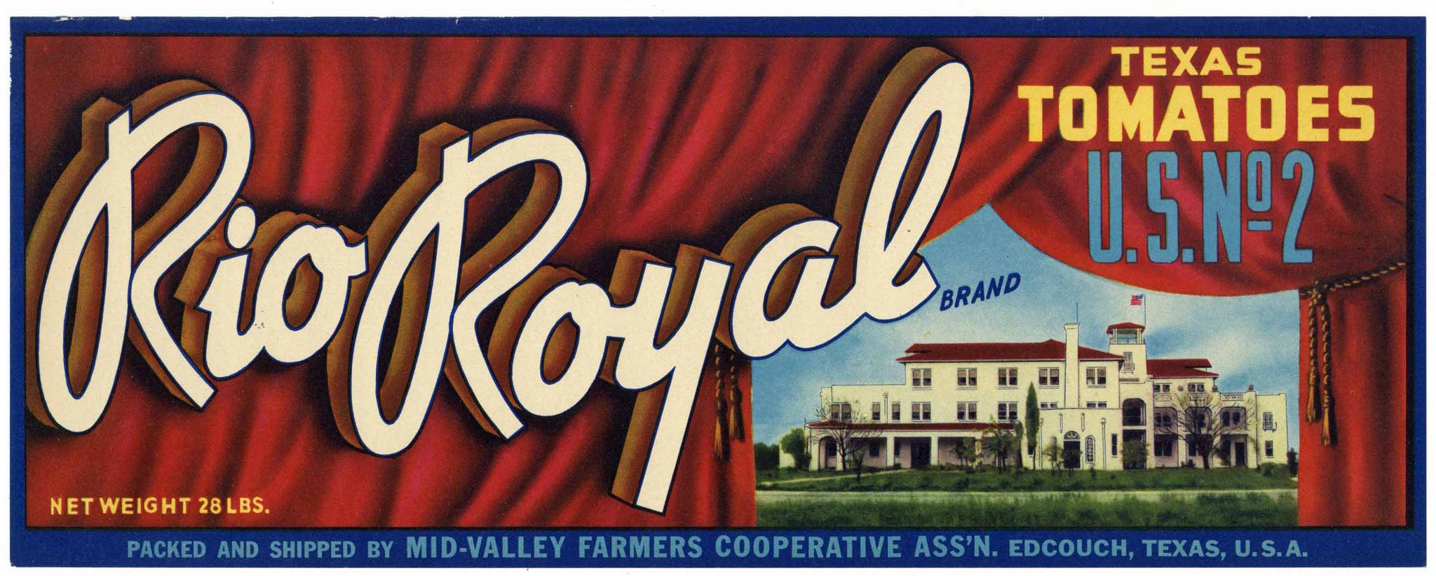 Rio Royal Brand Vintage Edcouch Texas Tomato Crate Label