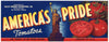 America's Pride Brand Vintage McAllen Texas Tomato Crate Label