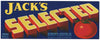 Jack's Selected Brand Vintage California Tomato Crate Label
