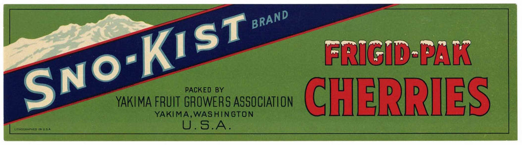 Sno-Kist Brand Vintage Yakima Washington Cherry Crate Label