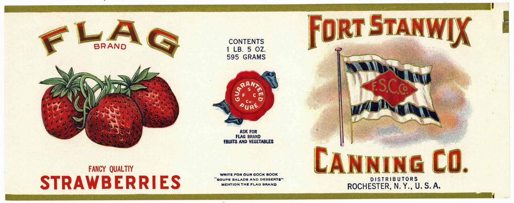 Flag Brand Vintage Fort Stanwix Strawberry Can Label