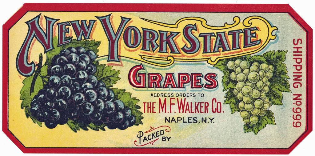 New York State Brand Vintage Naples Grape Crate Label