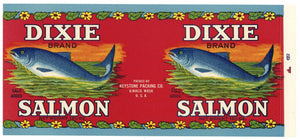 Dixie Brand Vintage Ilwaco Washington Salmon Can Label
