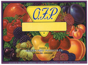 O.F.P. Brand Vintage Salem Oregon Berry Can Label