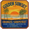 Golden Sunset Brand Vintage St. Petersburg Florida Citrus Crate Label
