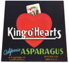 King O' Hearts Brand Vintage Salinas Asparagus Crate Label