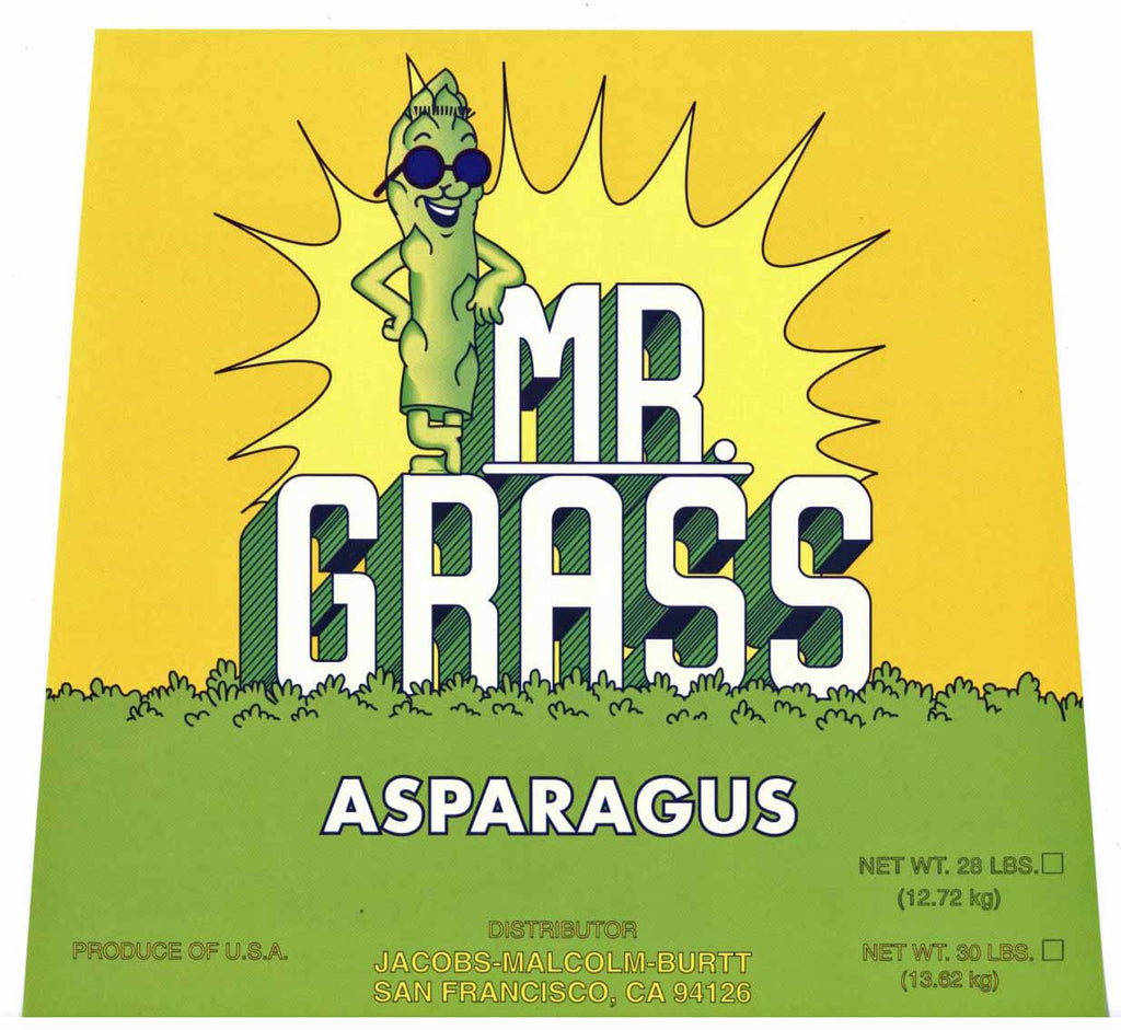 Mr. Grass Brand Vintage Asparagus Crate Label