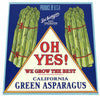 Oh Yes! Brand Vintage Asparagus Crate Label