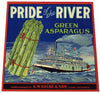 Pride Of The River Brand Vintage Sacramento Delta Asparagus Crate Label