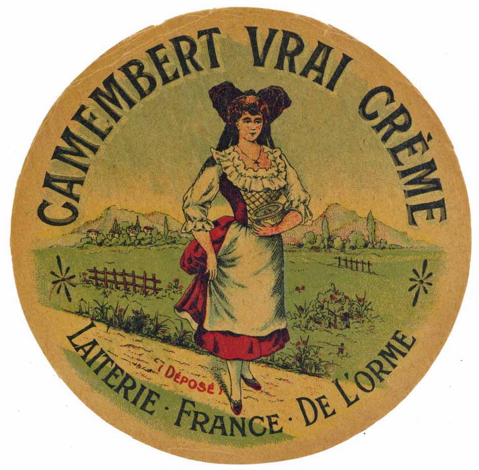 Camembert Vria Creme Vintage French Camembert Cheese Label