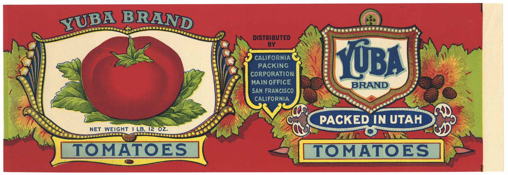 Yuba Brand Vintage Tomato Can Label