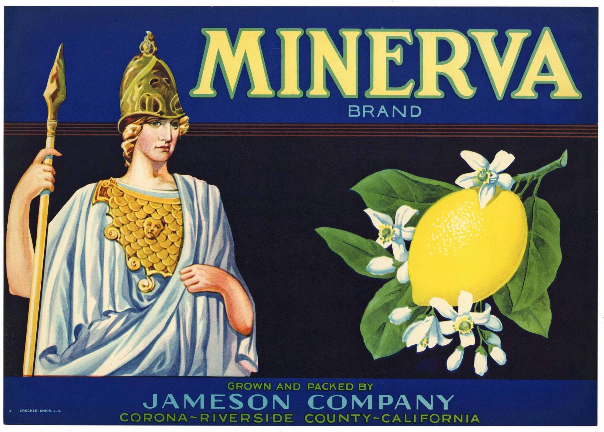 Minerva Brand Vintage Corona California Lemon Crate Label