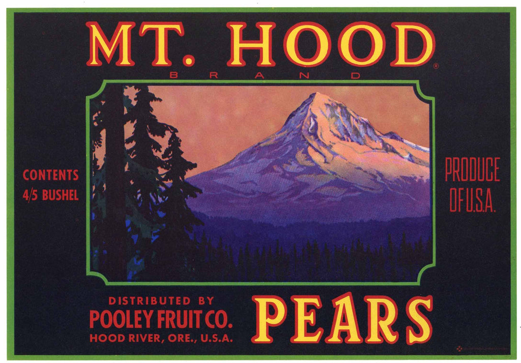 Mt. Hood Brand Vintage Hood River Oregon Pear Crate Label