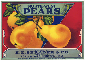 North-West Brand Vintage Yakima Washington Pear Crate Label