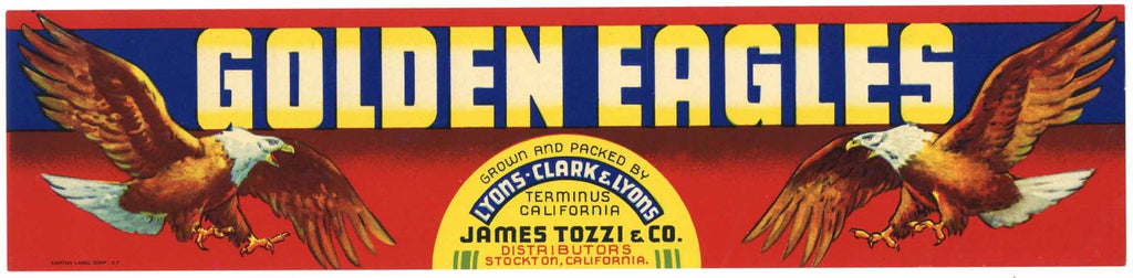 Golden Eagles Brand Vintage Stockton California Cherry Crate Label