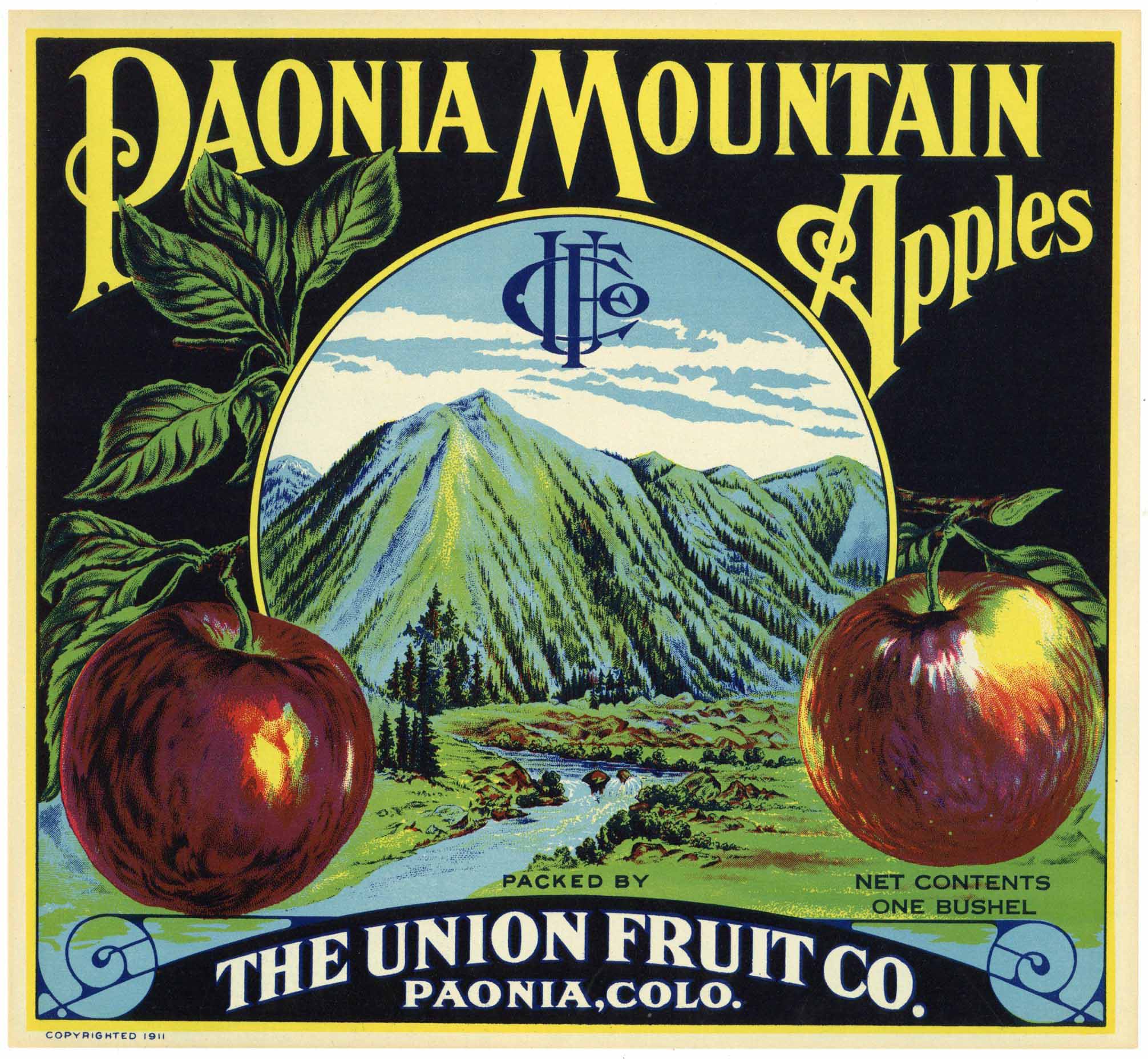 Paonia Mountain Brand Vintage Colorado Apple Crate Label
