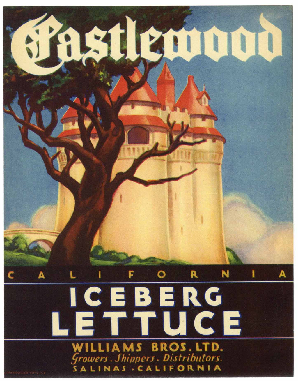 Castlewood Brand Vintage Salinas Vegetable Crate Label