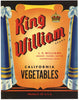 King William Brand Vintage Centerville Vegetable Crate Label