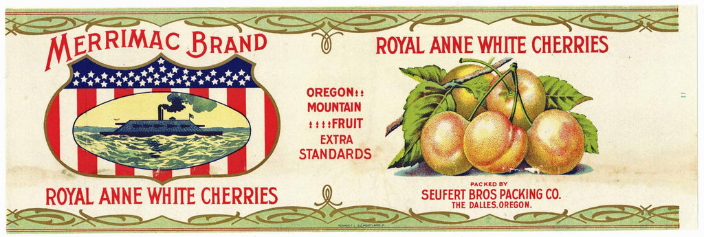 Merrimac Brand Vintage The Dalles Oregon Cherry Can Label