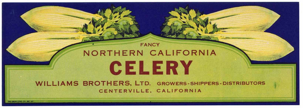 Northern California Brand Vintage Celery Vegetable Crate Label