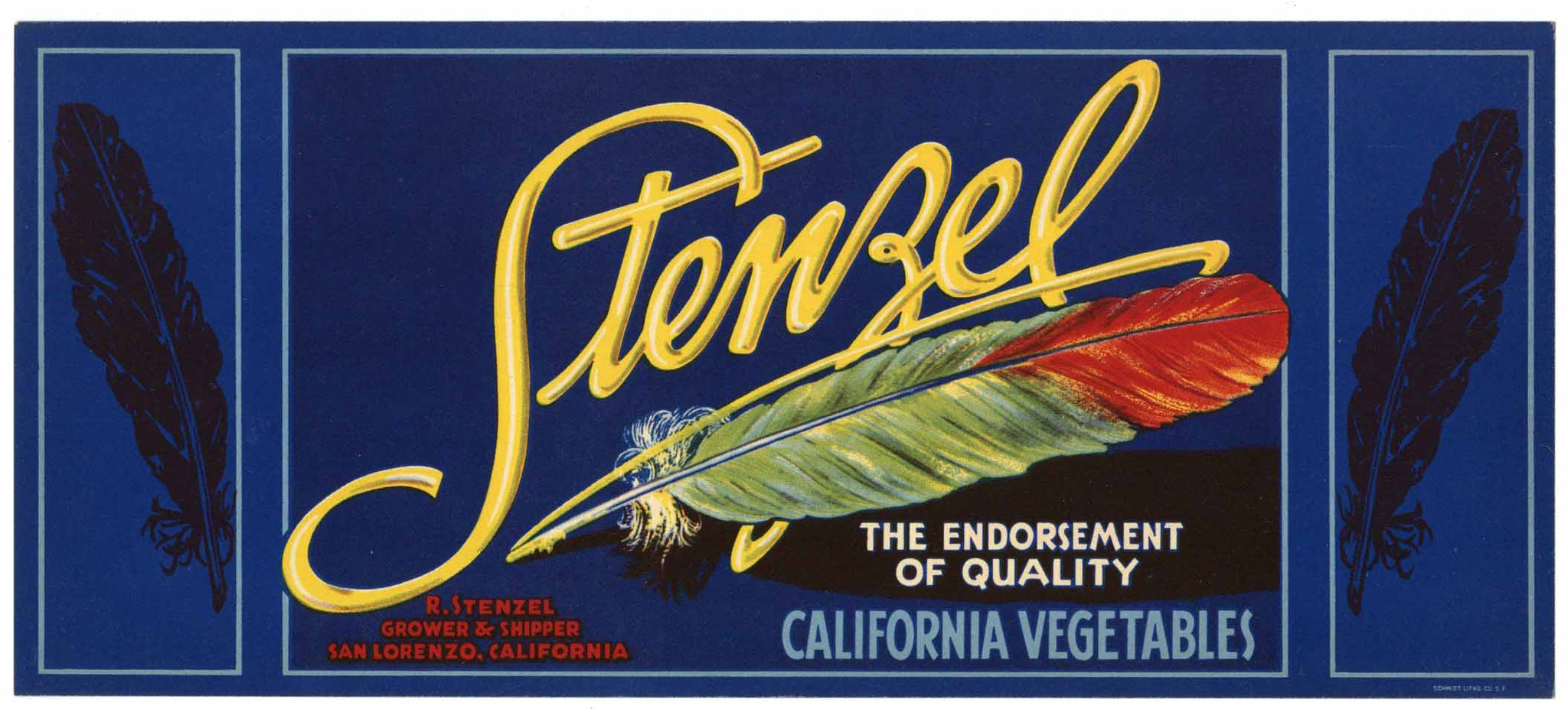 Stenzel Brand Vintage San Lorenzo Vegetable Crate Label
