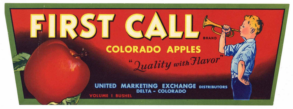 First Call Brand Vintage Delta Colorado Apple Crate Label