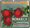 Payette Valley Fruit Brand Vintage Idaho Apple Crate Label, Monarch, wear