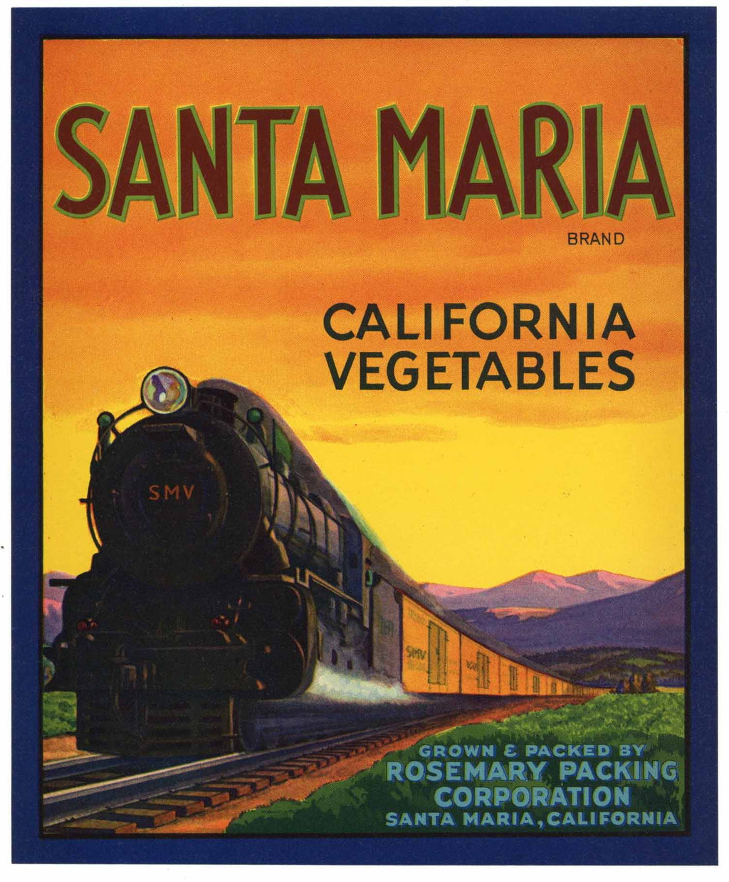 Santa Maria Brand Vintage Vegetable Crate Label, T
