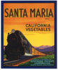 Santa Maria Brand Vintage Vegetable Crate Label, T