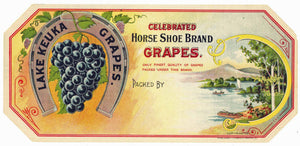 Horse Shoe Brand Vintage Keuka New York Grape Crate Label