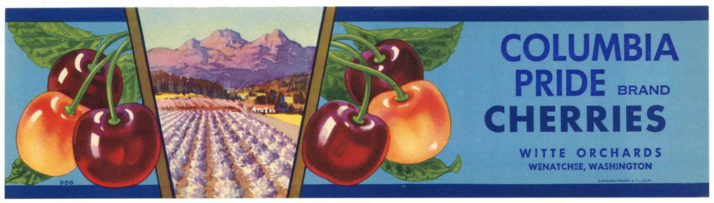 Columbia Pride Brand Vintage Wenatchee Washington Cherry Crate Label