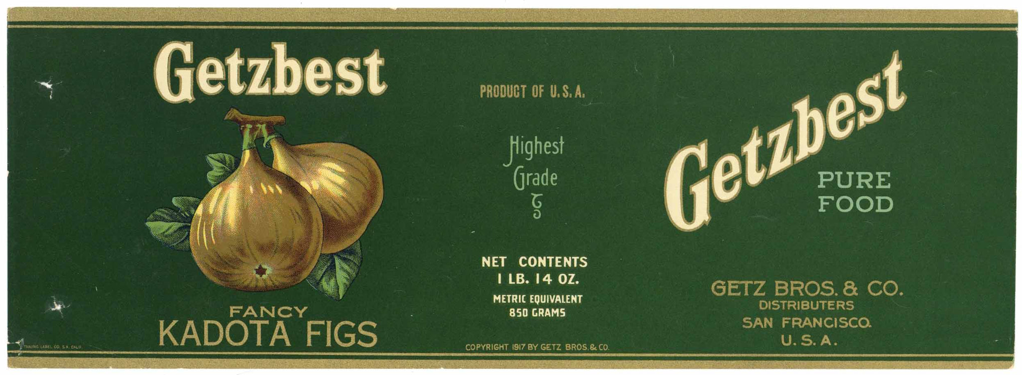 Getzbest Brand Vintage Kadota Figs Can Label