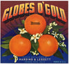 Globes O' Gold Brand Vintage  Orange Crate Label
