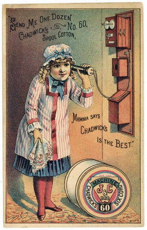 Victorian Trade Card, J. & P. Coats Thread, Telephone