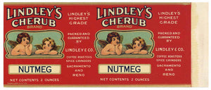 Lindley's Cherub Brand Vintage Sacramento Spice Can Label, Nutmeg
