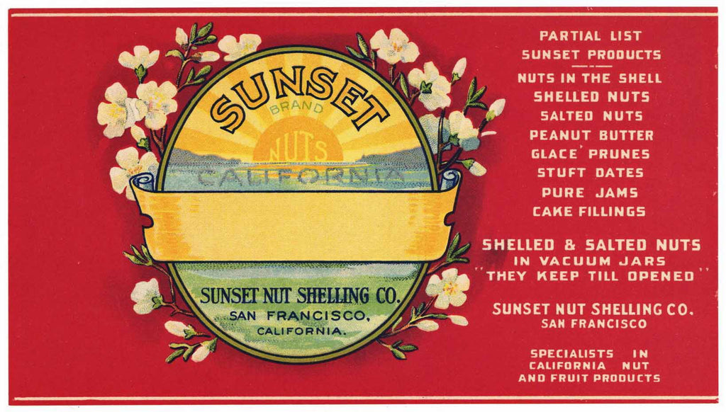 Sunset Brand Vintage Shelled Nut Can Label