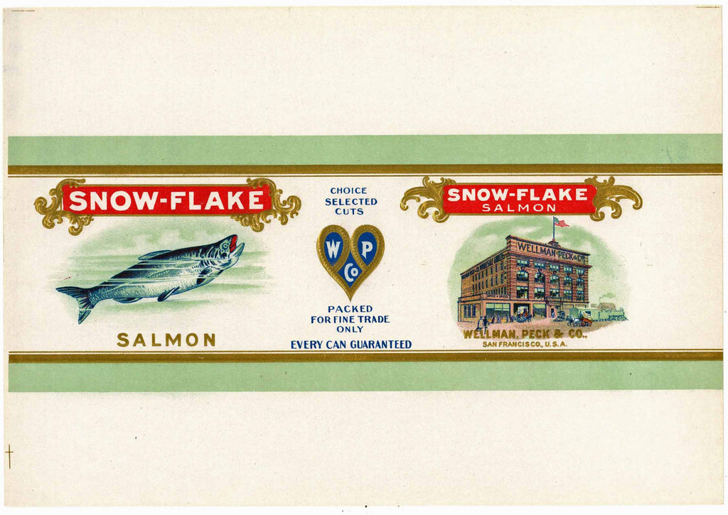 Snow-Flake Brand Vintage Salmon Can Label